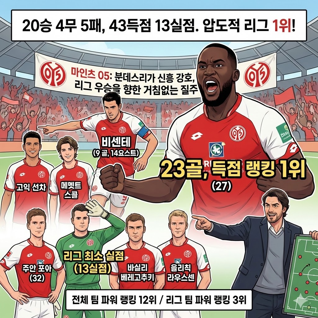 [돌풍] 마인츠, 루카쿠 득점포 앞세워 리그 제패 넘본